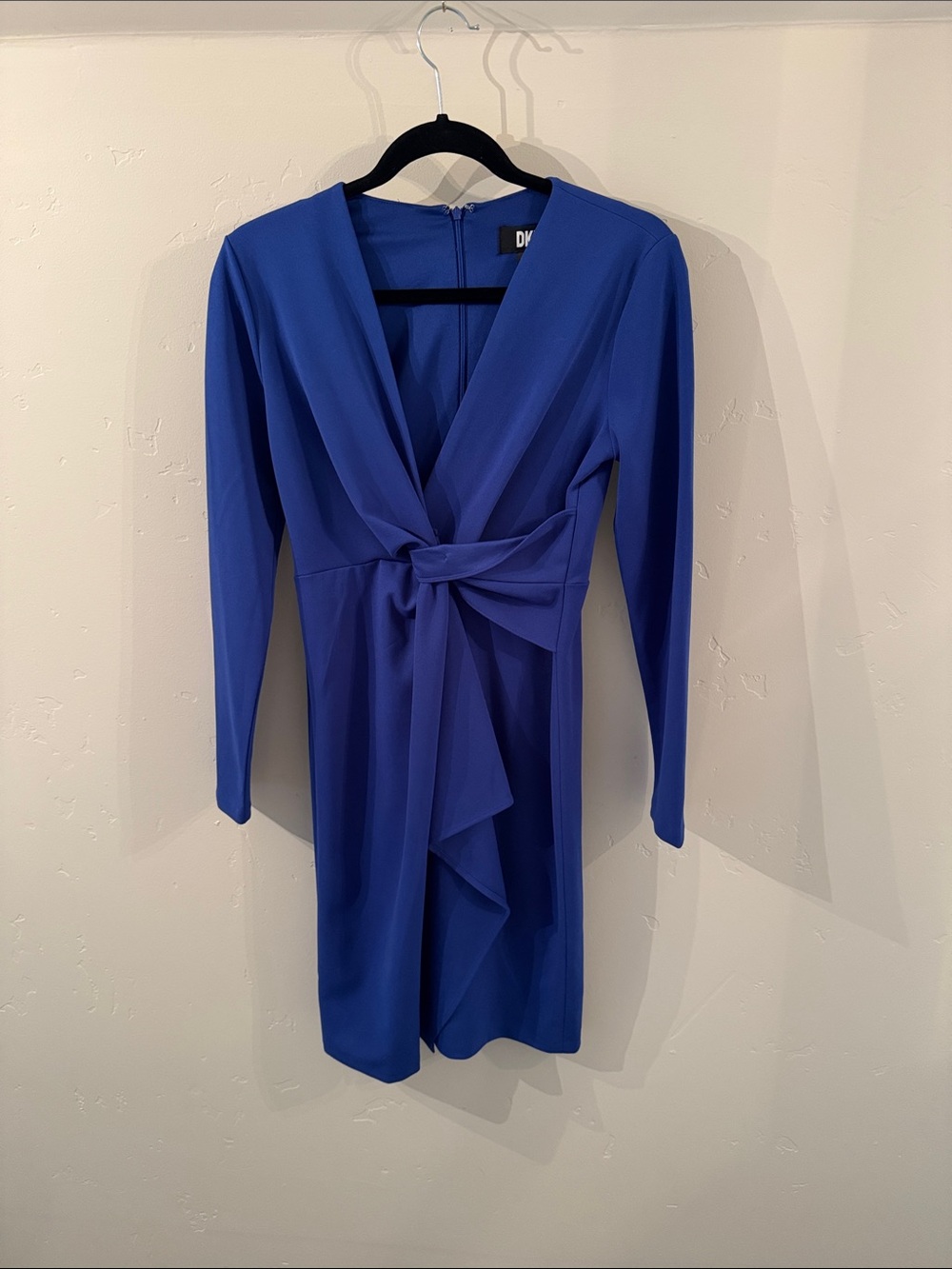 DKNY Cobalt Blue Long-Sleeve Knot Front Dress